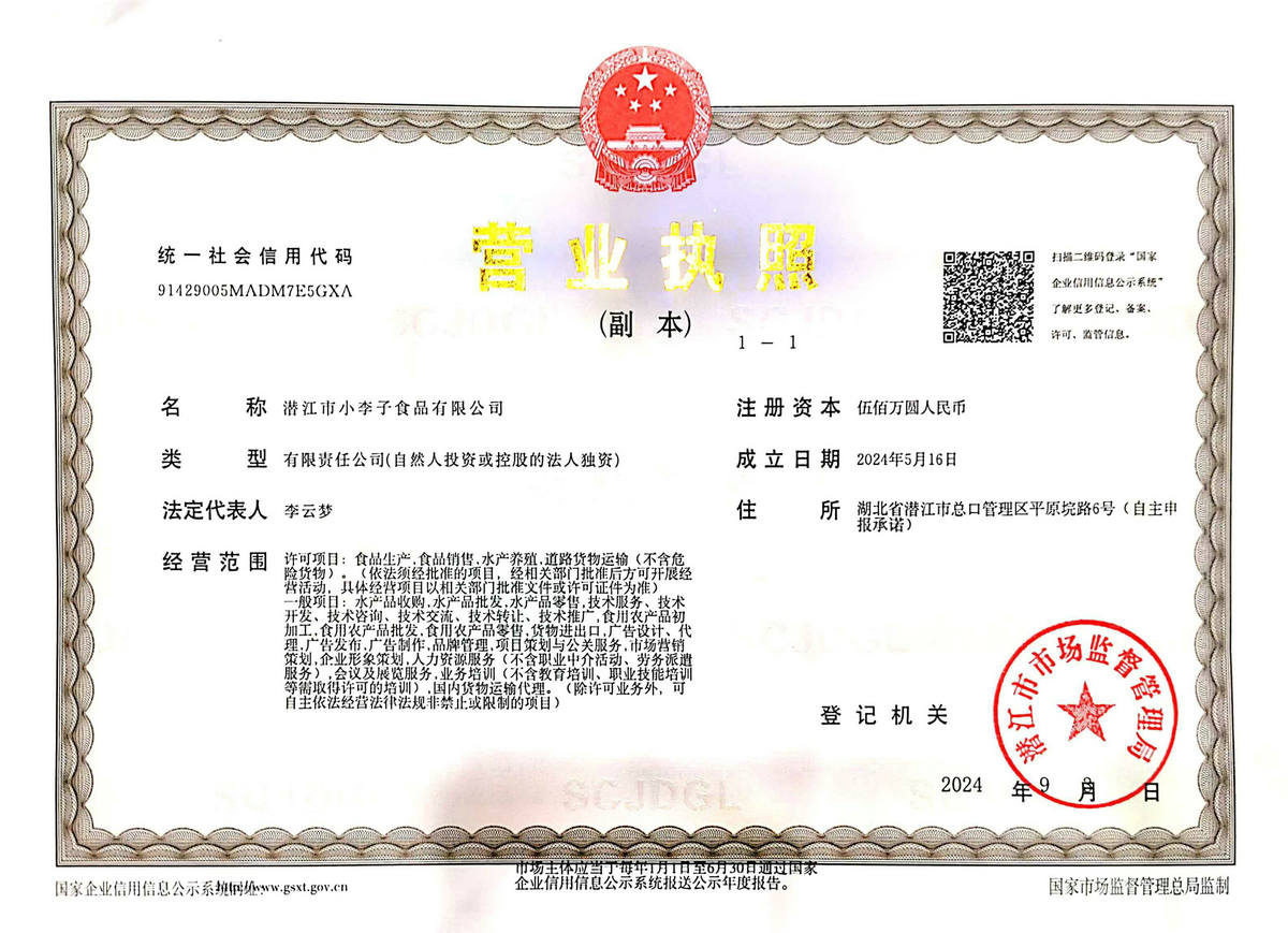 小李子食品营业执照